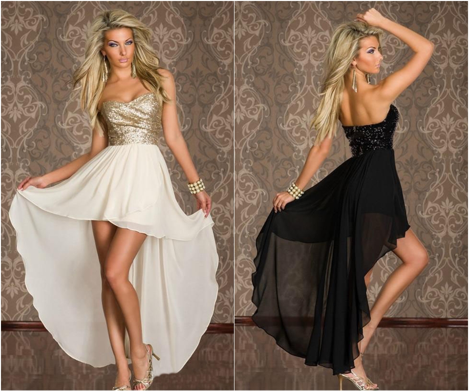 Hot Women's Sexy Club Wear Dresses Strapless Sequined Cocktail Party Irregular Bottom Chiffon Long Dress Clubwear Elegant Lady Prom Dresses