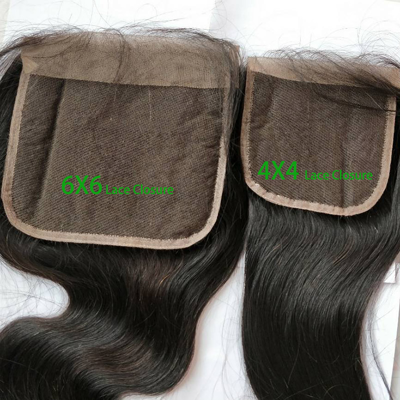 Peruvian Curly Human 6X6 Lace Closure Loose Deep Natural Color Free Middle Three Part With Baby Hair