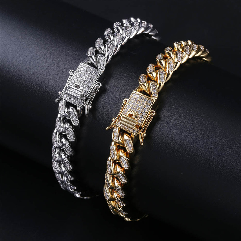 New Fashion Mens Hiphop Cuban Chain Bracelet Gold Silver Color Iced Out Cubic Zirconia Bracelet Punk Jewelry Gifts for Men
New Fashion Mens Hiphop Cuban Chain Bracelet Gold Silver Color Iced Out Cubic Zirconia Bracelet Punk Jewelry Gifts for Men