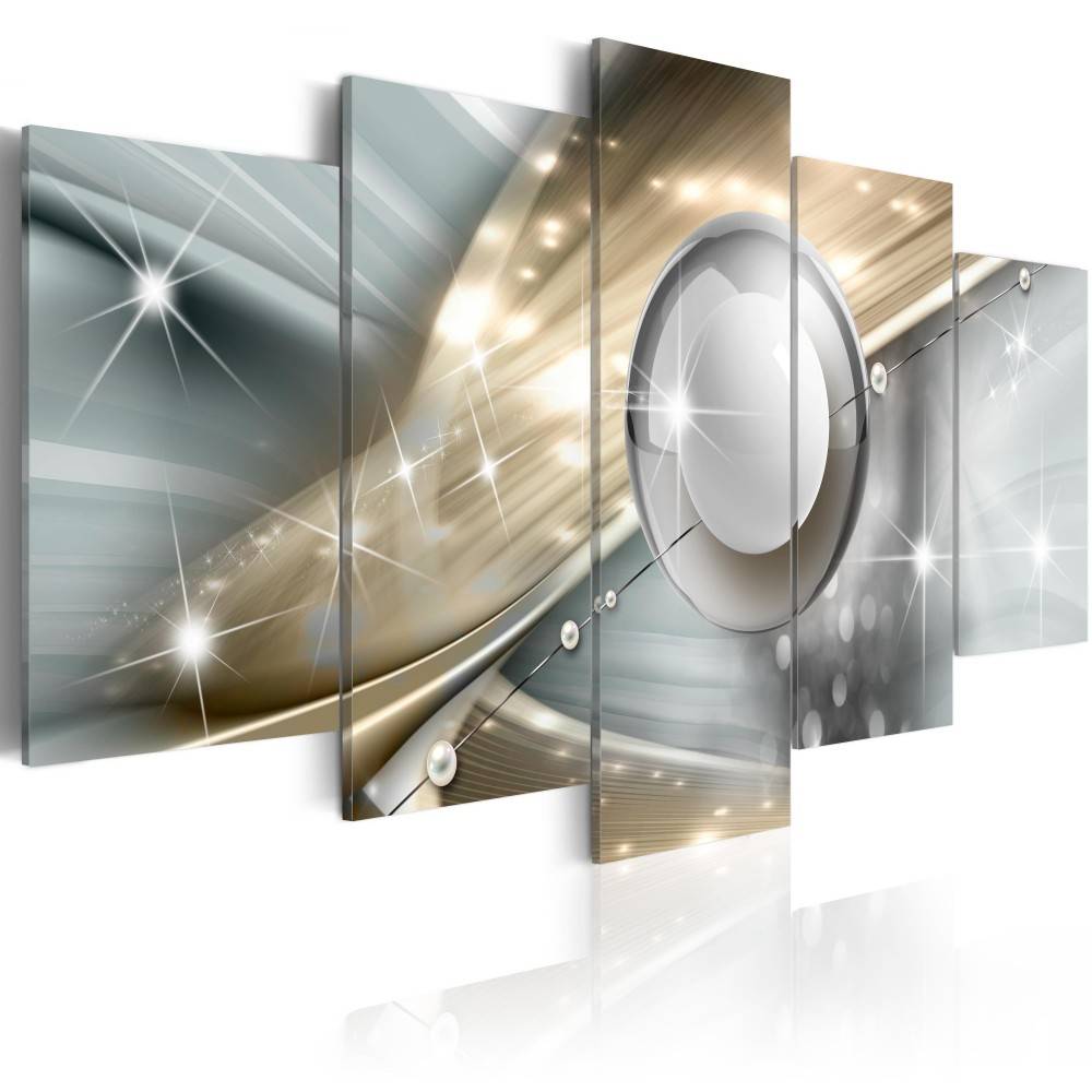 5 Panels Modern Art Decor Office Painting Abstract Light Multicolor Metal Effect Circle Shape Wall Art for Home Decor,No Frame