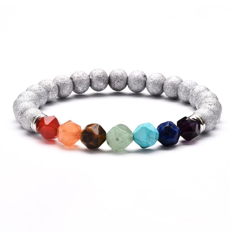 7 Chakra Yoga Bracelet Natural Stone Cut Surface Energy Crystal Bracelet Agate Beads Bracelets Fashion Women And Men Jewelry Gift