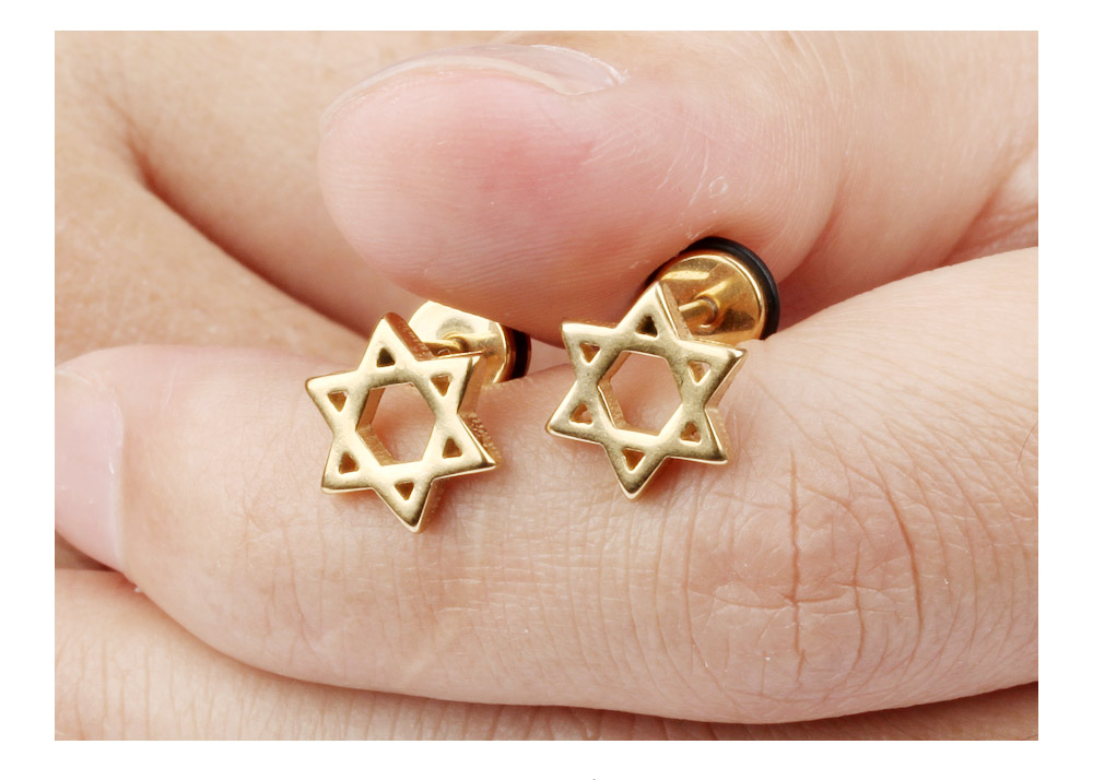 Women Men's Six Star Screw Back Stud Earrings Jewelry 316L Stainless Steel Ear Bone Nail Earrings