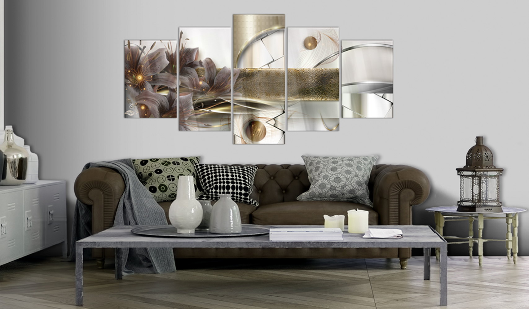 Canvas Print Modern Fashion Wall Art the Abstract Golden Texture Flower for Home Decoration Choose Color & Size( No Frame )