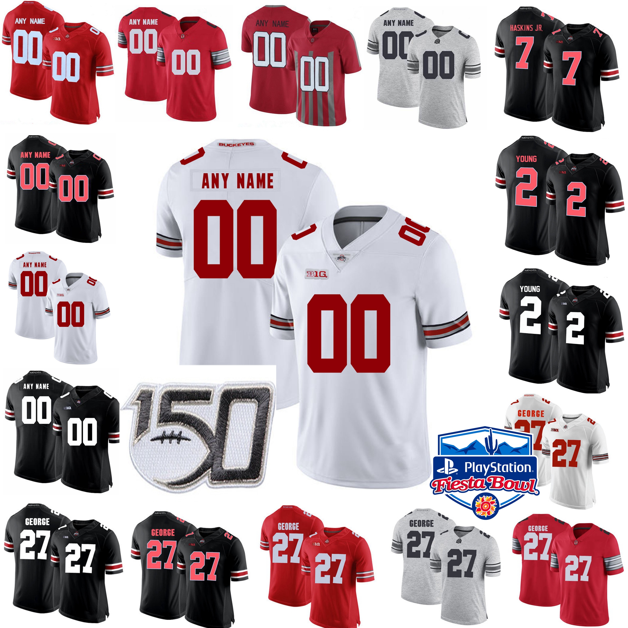 

Ohio State Buckeyes College Football Jerseys Kids Youth Chris Olave Jersey KJ Hill Jr. Ronnie Hickman Eddie George Fields Custom Stitched, Youth black red