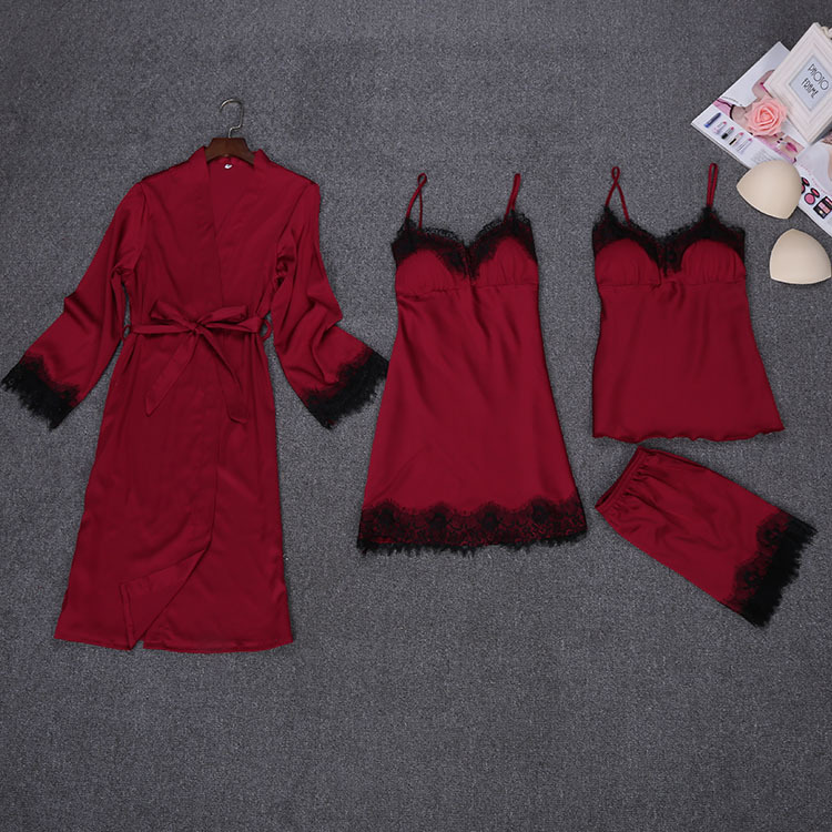 NEW Sexy Womens 4pcs Strap Top Pants Suit Night Robe Sleepwear Sets Casual Home Wear Pajamas Nightwear Sleep Kimono Bath Gown
NEW Sexy Womens 4pcs Strap Top Pants Suit Night Robe Sleepwear Sets Casual Home Wear Pajamas Nightwear Sleep Kimono Bath Gown