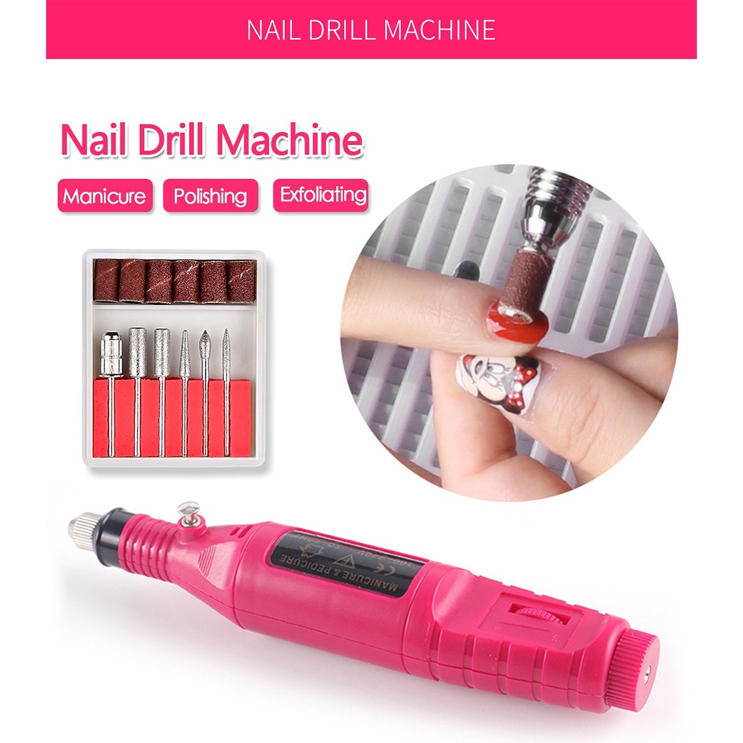 LED Dryer Lamp Pen Nail Drill Bits Set Handpiece Nails Brushes Kit Hine for Pedicure Manicure Tools