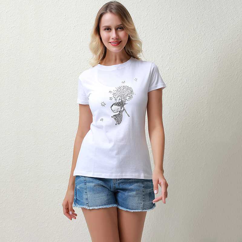 Solid Color women' T-shirt Fashion Cartoon Character Print Top Summer Loose Large Size Comfortable women' T-shirt, White
Solid Color women' T-shirt Fashion Cartoon Character Print Top Summer Loose Large Size Comfortable women' T-shirt, White