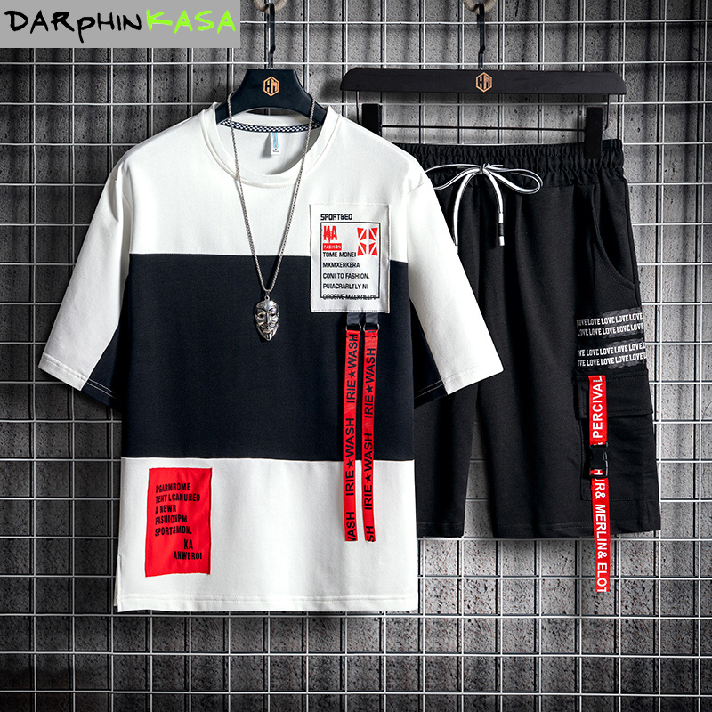 Men's Set Tracksuit Men Sets 2020 Summer Clothes Hip hop Patchwork Ribbon Casual Two Piece sportswear Shorts T-Shirt Men, Black
Men's Set Tracksuit Men Sets 2020 Summer Clothes Hip hop Patchwork Ribbon Casual Two Piece sportswear Shorts T-Shirt Men, Black