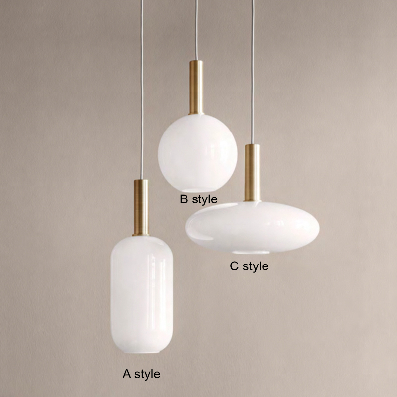 New classical Nordic Simple Living room Restaurant Pendant Lamps Milk white glass shade Droplight Led E27 Bedroom lights