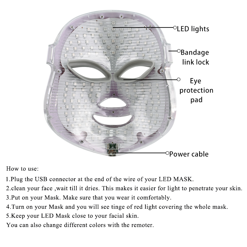 7 Colors Led Facial Mask Beauty Skin Care Rejuvenation Face Beauty Therapy Equipment For Free Shipping