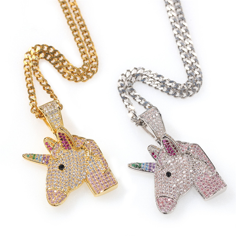 Luxury Design Women Jewelry Cartoon Unicorn Necklace Pendant Iced Out Full Zircon with Rope Chain Mens Hip Hop Jewelry Gift
Luxury Design Women Jewelry Cartoon Unicorn Necklace Pendant Iced Out Full Zircon with Rope Chain Mens Hip Hop Jewelry Gift