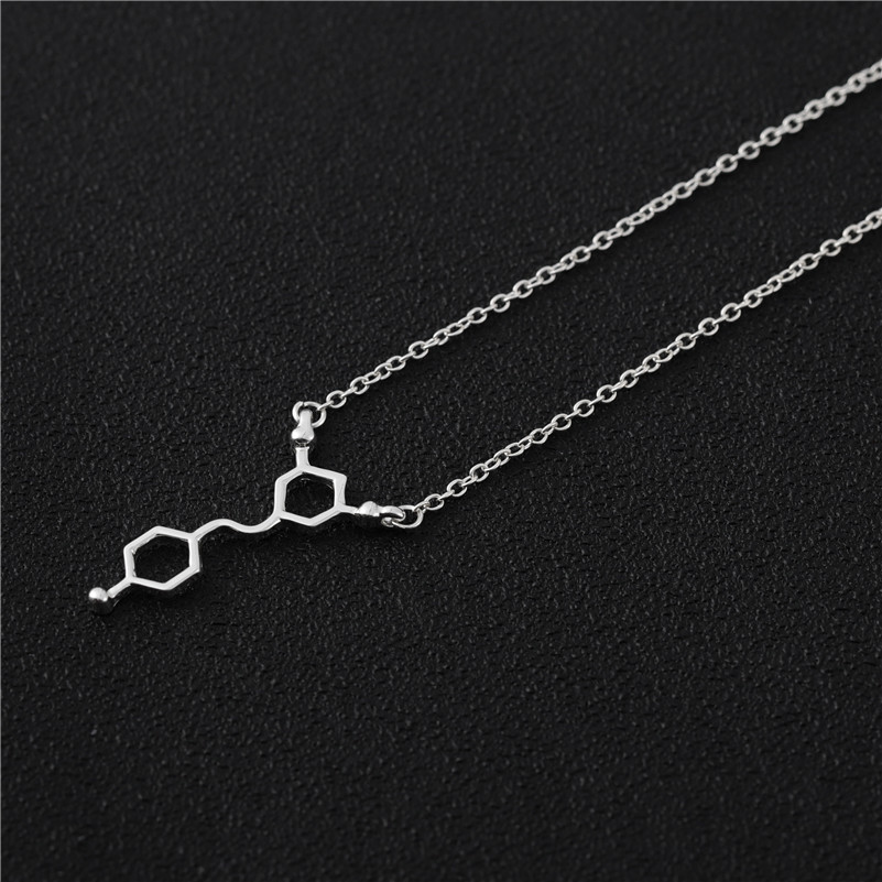 30PCS Resveratrol Red Wine Molecule Necklace Hormone Chemical Structure Dopamine Molecular Chemistry Geometric Necklaces
