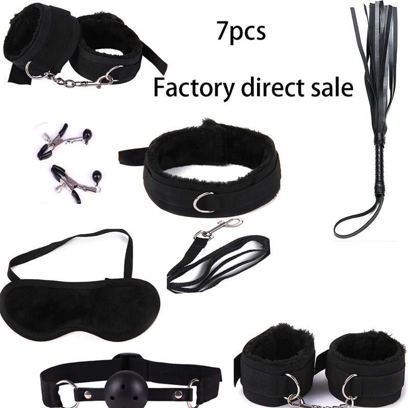 7 Pcs/Set Nylon Tying Erotic Toys For Adults Sex for Hands + Nipple Clamps + Whip + Mouth gag+ Sex mask +Bdsm Bondage Set C18122501 - view 6