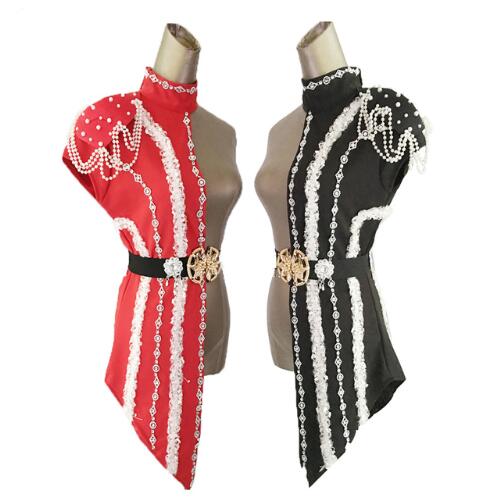 Womens Patchwork Set Stage Singer DS DJ Costume for Adult Dancing Clothes with White Pearl Chain Collar, Red
Womens Patchwork Set Stage Singer DS DJ Costume for Adult Dancing Clothes with White Pearl Chain Collar, Red