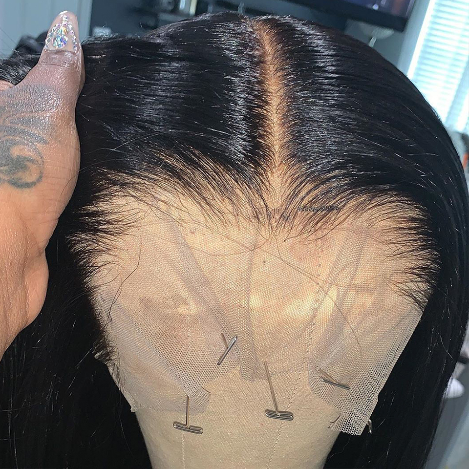 10A quality simulation brazilian hair Lace Front Wigs Straight Pre Plucked Hairline Baby Hair long 13x4 synthetic lace Wigs for black wome