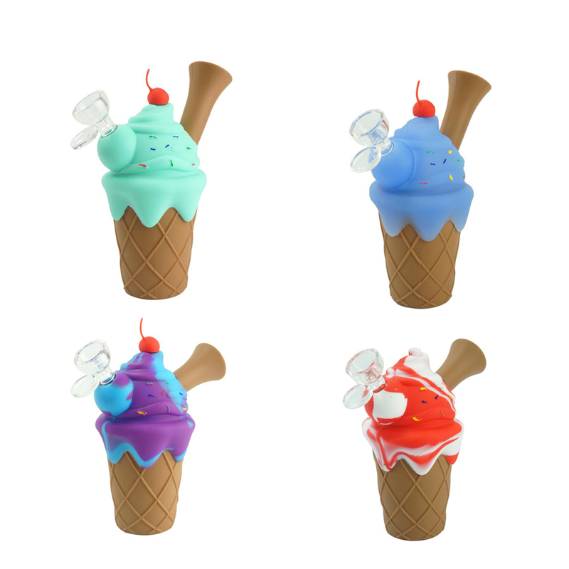 Sample Silicone Pipe Ice Cream Smoking Pipe Sprinkles Spills Silicone Mini Bubbler Water Pipe With Glass Bowl
Sample Silicone Pipe Ice Cream Smoking Pipe Sprinkles Spills Silicone Mini Bubbler Water Pipe With Glass Bowl