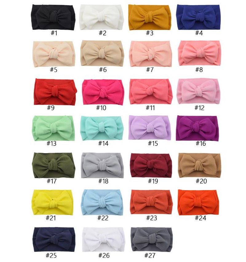 Hair Bows Headband Nylon Fabric Elastic Hair Bands Wide Turban Newborn Head Wrap DIY Girls Hair Accessories Photo Props 27 Color DW4884