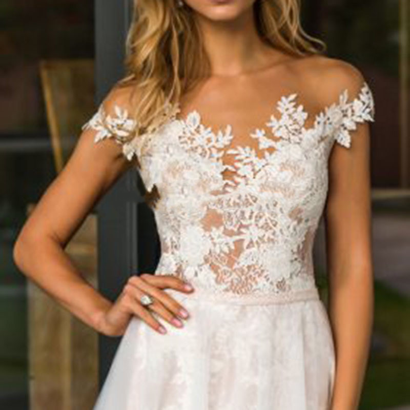 Vintage Lace Applique Beach Wedding Dresses 2020 Scoop A-Line Appliques Tulle Long Bridal Dress Formal Vestido De Noiva, White 
Vintage Lace Applique Beach Wedding Dresses 2020 Scoop A-Line Appliques Tulle Long Bridal Dress Formal Vestido De Noiva, White
