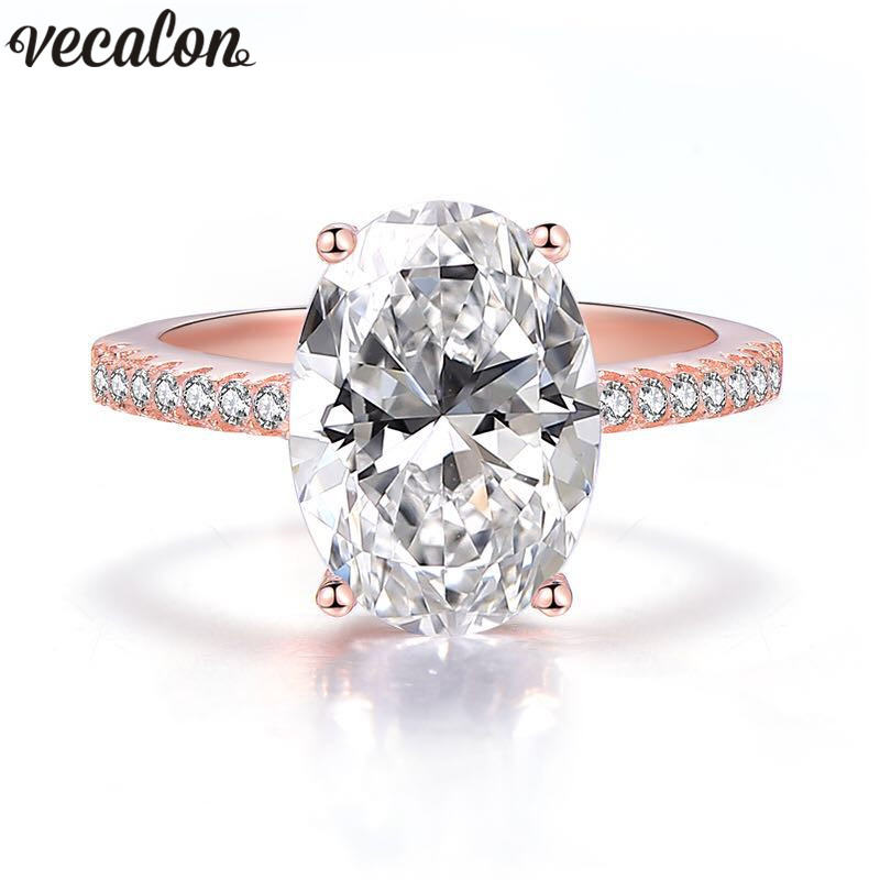 Vecalon Fashion Oval cut Jewelry 925 Sterling Silver ring Diamond Cz Party wedding Band rings for women Men Gift