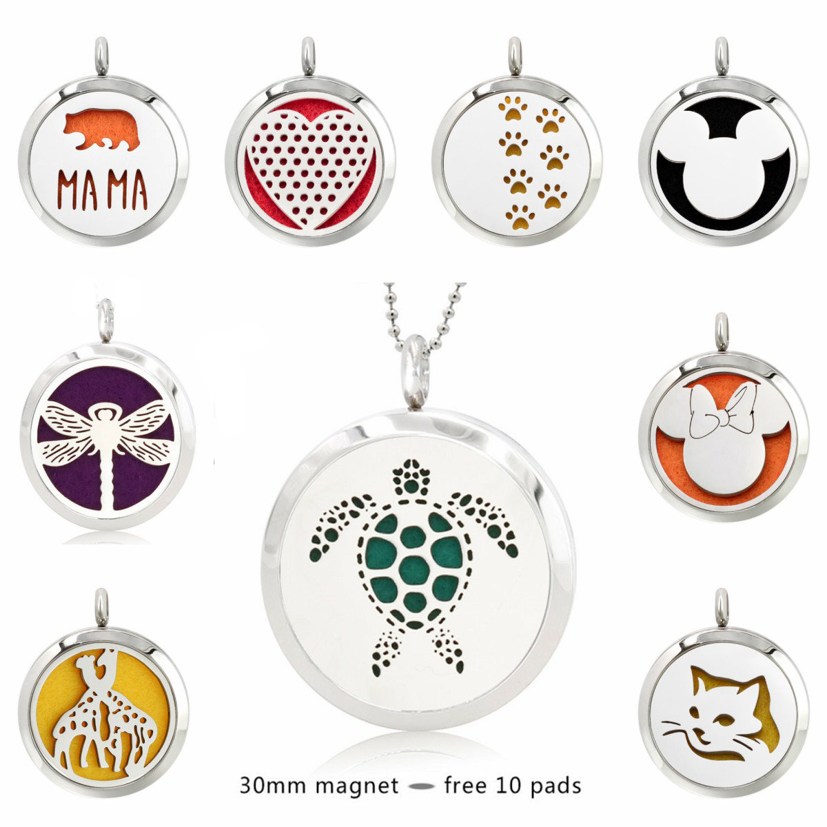 Tortoise Dragonfly Mouse 30mm Magnet Stainless Steel Diffuser Necklace Pendant Essential Oil Aromatherapy Perfume locket 10 Pads (no chain)
Tortoise Dragonfly Mouse 30mm Magnet Stainless Steel Diffuser Necklace Pendant Essential Oil Aromatherapy Perfume locket 10 Pads (no chain)