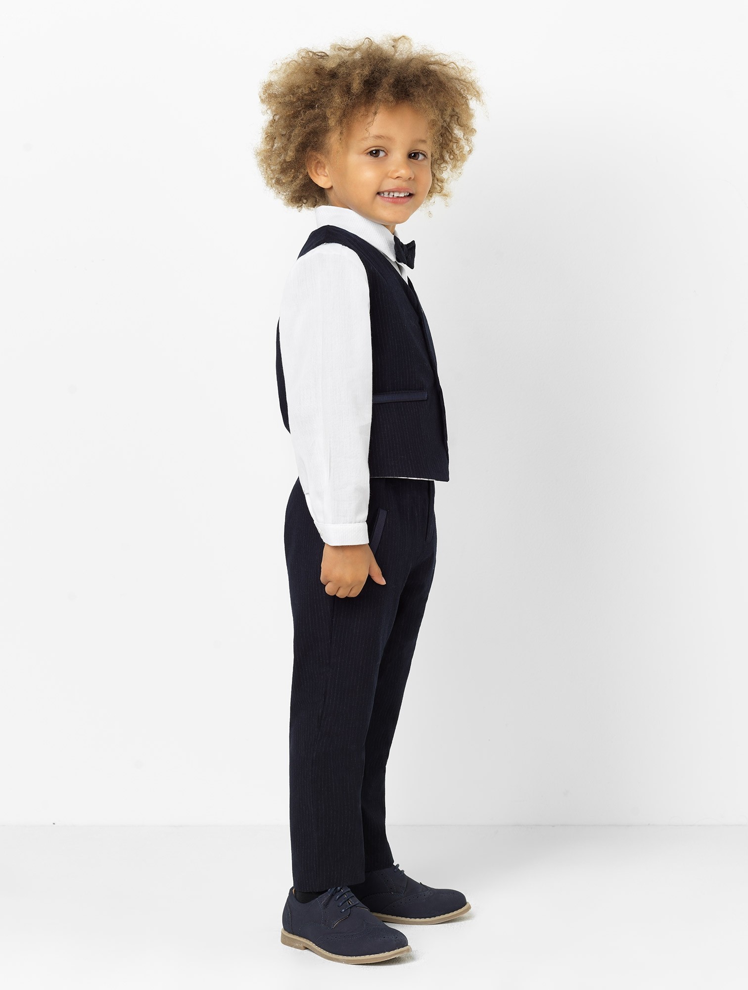 Little Kids Wedding Tuxedos Handsome 2 Pieces High Quality Stripe Boy's Formal Wear Children Pants Suits (vest+Pants)