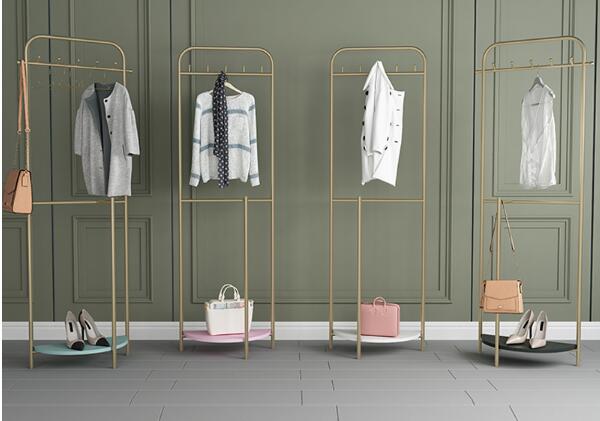 Landing clothes rack Bedroom Furniture metal baking paint craft coat racks Nordic living room hanging shoes package shelf