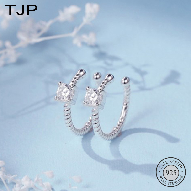 TJP S925 Sterling Silver Women Studs Earring Simple Zircon Girl Fashion Ear Clip Without Ear Hole Statement Earrings CH91SR00
TJP S925 Sterling Silver Women Studs Earring Simple Zircon Girl Fashion Ear Clip Without Ear Hole Statement Earrings CH91SR00