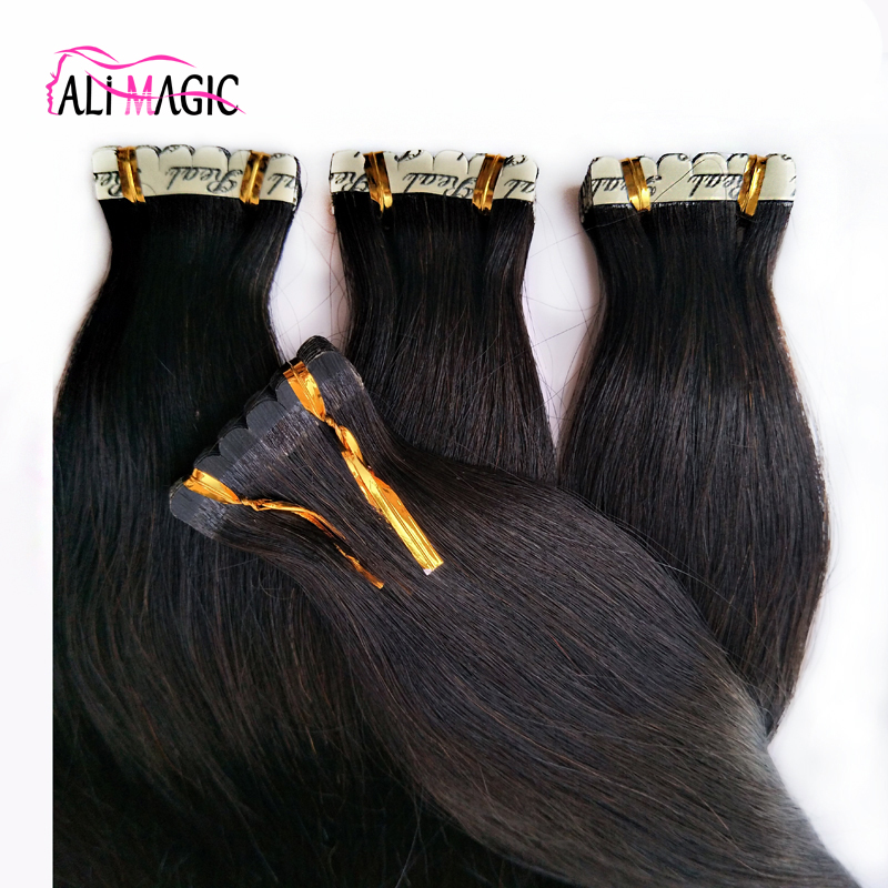 12"-28" Remy Virgin Tape In Hman Hair Extensions Back Brown Blonde invisible tape remy hair extensions 100g/40pcs Peruvian Mongolian Hair