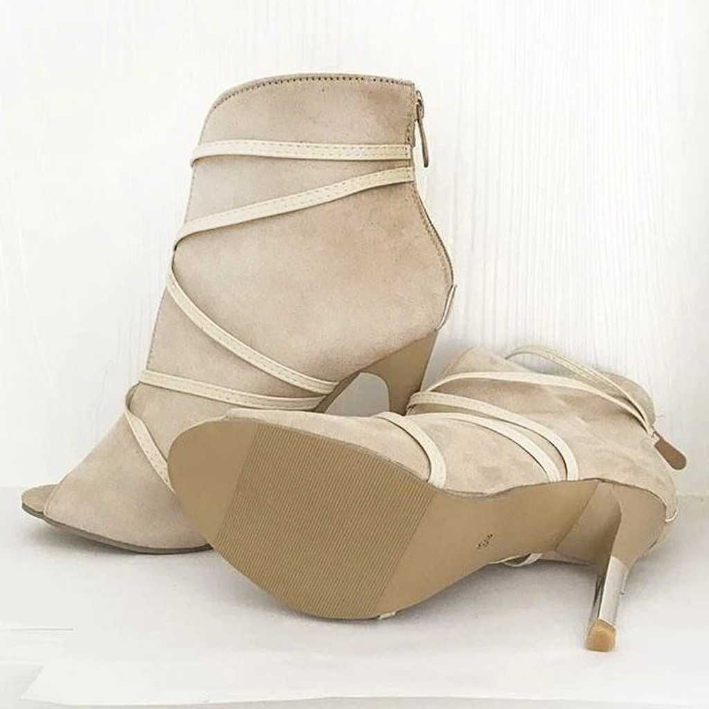 Spring Autumn Boots Women Fashion Ankle Pointed Toe Fish Mouth Casual Shoes Ladies Thin Heels Single Suede Booties Plus size 43