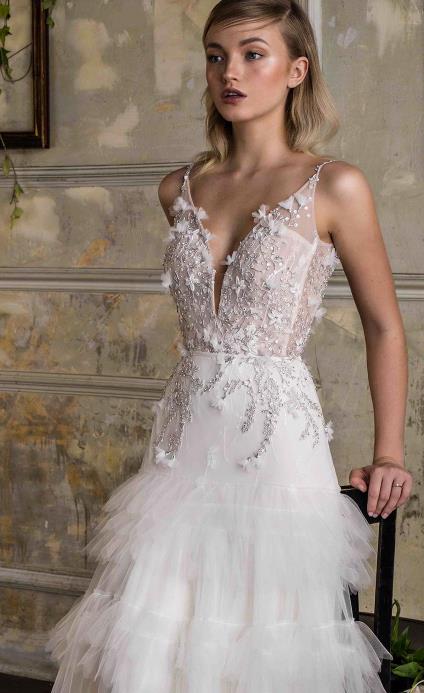 limor rosen mermaid wedding dresses v neck lace bridal gowns backless fluffy skirt boho wedding dress custom