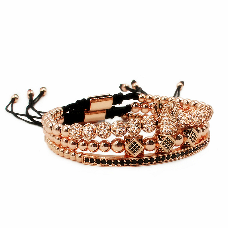 Men Bracelets 3pcs/set jewelry crown charms Macrame beads Braiding Man Luxury for women Gift Valentine's Day Christmas
