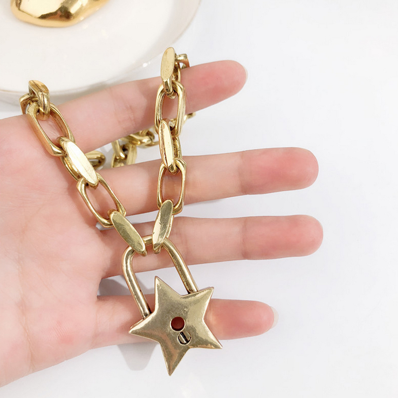 Fashion-Hip Hop Style Star Lock Pendant Necklace Women Vintage Lock Short Chain Necklace for Gift Party High Quality009, Silver
Fashion-Hip Hop Style Star Lock Pendant Necklace Women Vintage Lock Short Chain Necklace for Gift Party High Quality009, Silver