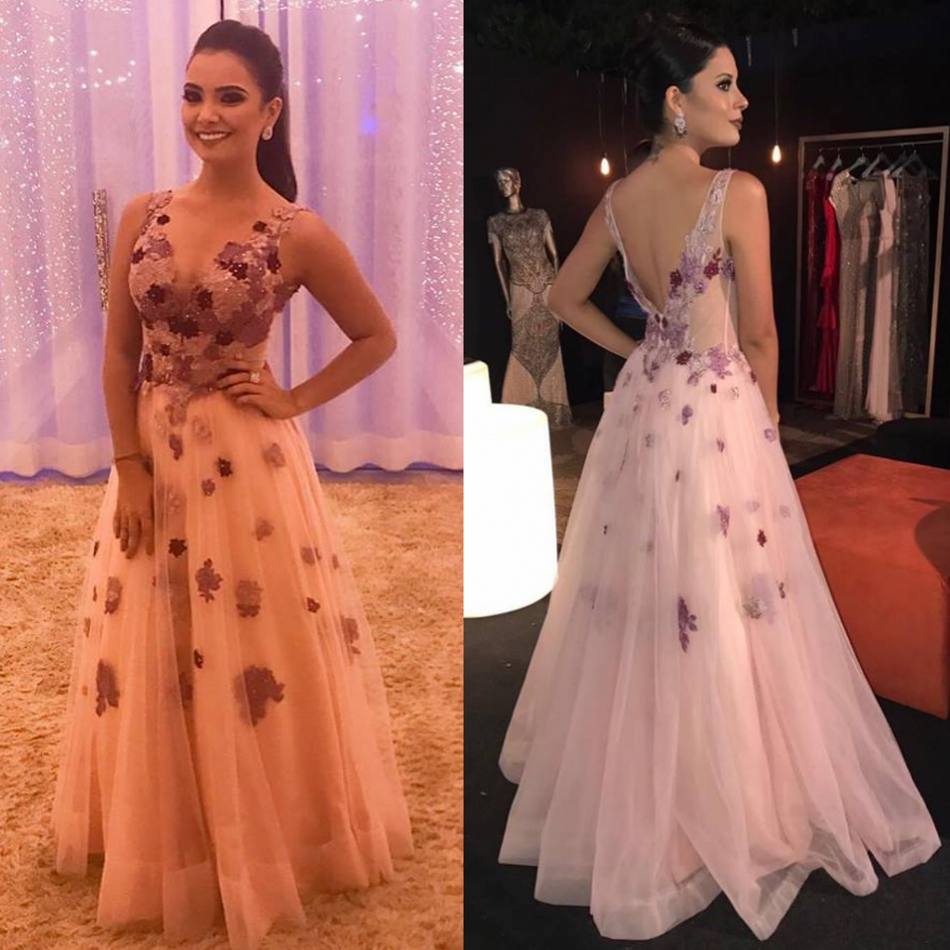 Custom Made Charming Prom Dresses V Neck Lace Appliques Beads Floor Length Evening Gowns Formal Occasion Dresses