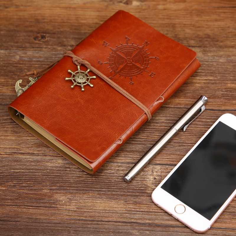 2017 Spiral Notebook Diary Notepad Vintage Pirate Anchors PU Leather Note Book Replaceable Stationery Gift Traveler Journal