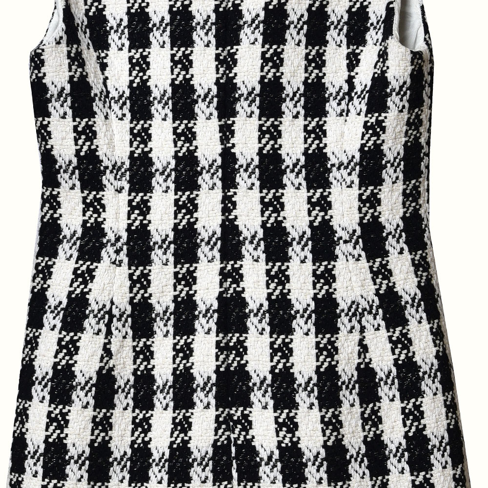 2020 Spring Summer Sleeveless Square Neck Multicolor Houndstooth Print Tweed Short Mini Dress Women Fashion Dresses W1815063