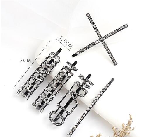 Sparkly Gold Sliver Pearl Letter Hair Clip Word Barrettes Pins Handmade Rhinestones Hair Jewelry Hair Accessories for Women GB1703