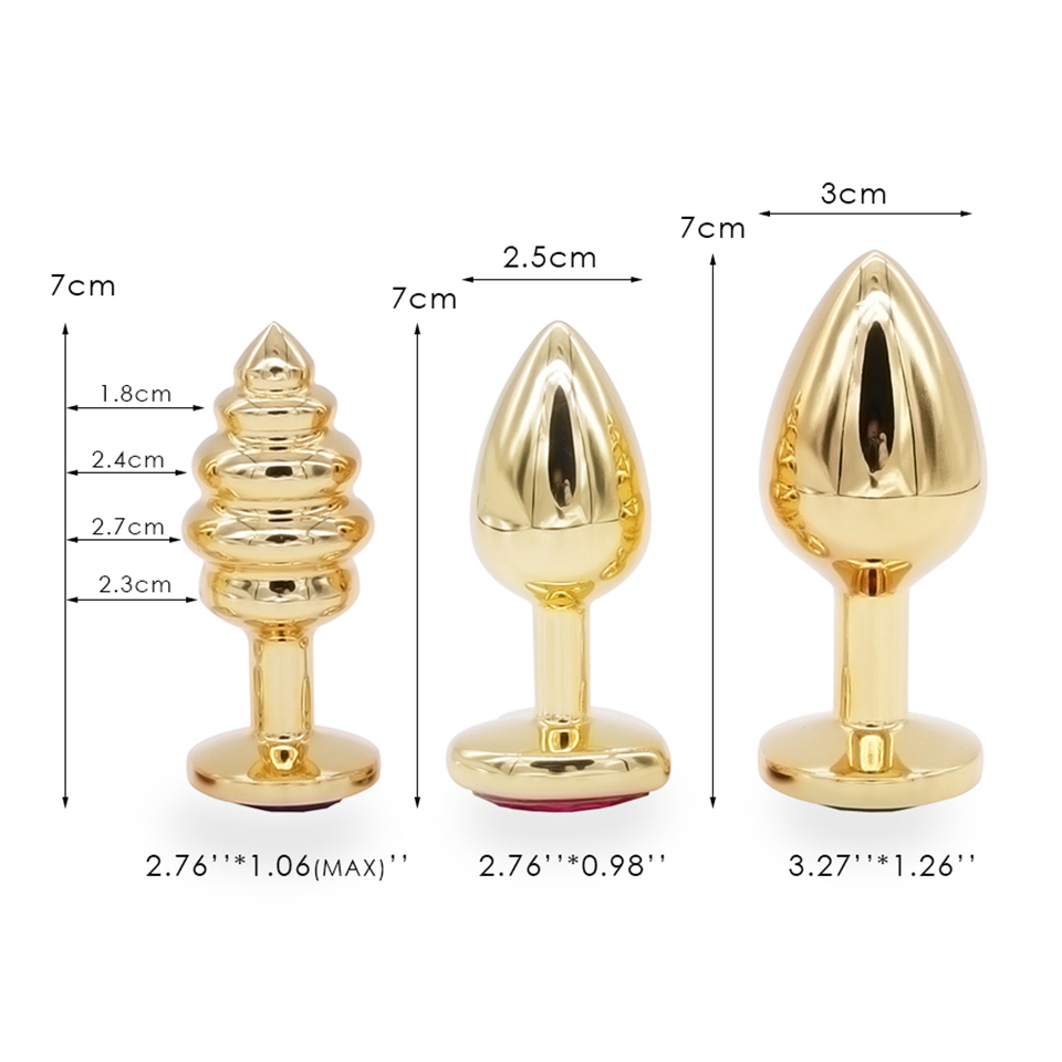DOMI 3PCS Anal Beads Crystal Jewelry Heart Butt Plug Stimulator Sex Toys Dildo Stainless Steel Anal Plug Y18110402