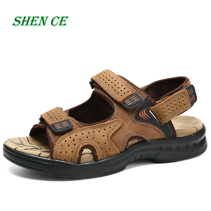 SHEN CE Genuine Leather New Fashion Summer Breathable Men Sandals Beach Shoes Men's Causal Shoes, Black
SHEN CE Genuine Leather New Fashion Summer Breathable Men Sandals Beach Shoes Men's Causal Shoes, Black