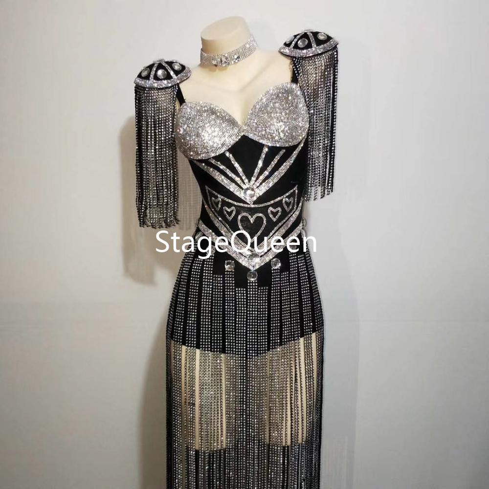 3 Colors Women Black White Crystals Epaulet Bodysuit Sparkly Tassel Outfit Celebrate Costume Stage Party Singer Dance Costume
3 Colors Women Black White Crystals Epaulet Bodysuit Sparkly Tassel Outfit Celebrate Costume Stage Party Singer Dance Costume