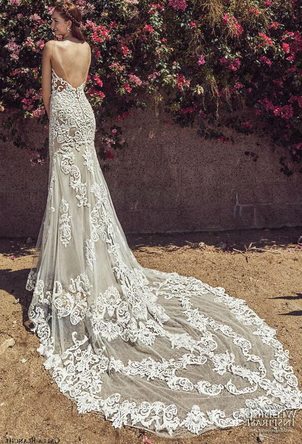 2019 Calla Blanche Mermaid Wedding Dresses Lace Applique V Neck Backless Country Bridal Gowns robe de mariée Sweep Train Beach Wedding Dress