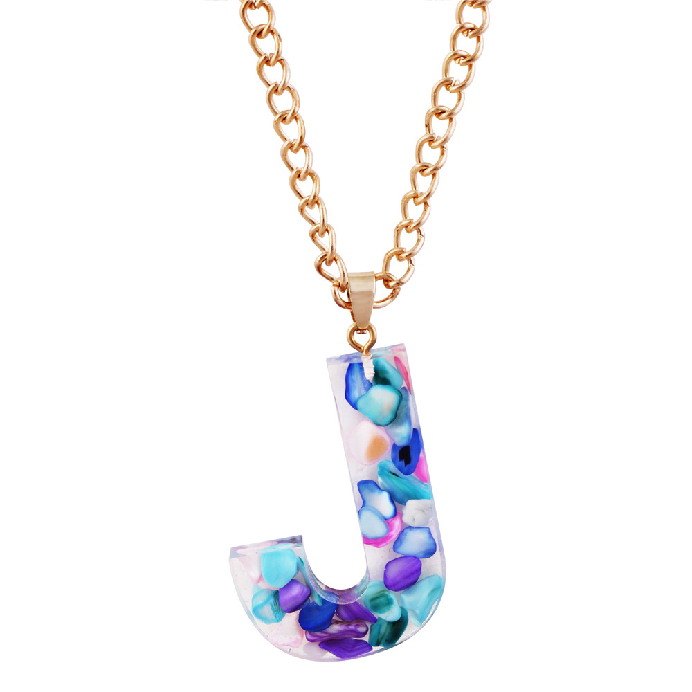 New Arrival Multicolor Acrylic Acetic Acid Sheet Pendant Long Chain Necklace 26 Initial Letter Necklace Fashion Jewelry for Women