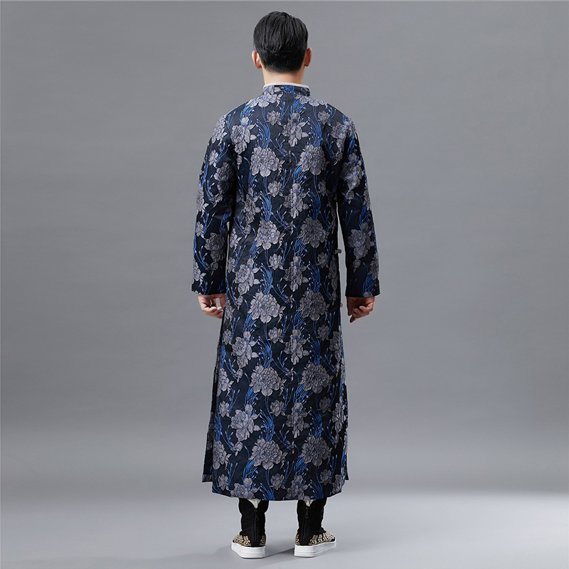 Chinese Traditional Tang Suit Long Robe oriental ethnic clothing Hanfu male Vintage Qipao gown stand collar vestido for men
