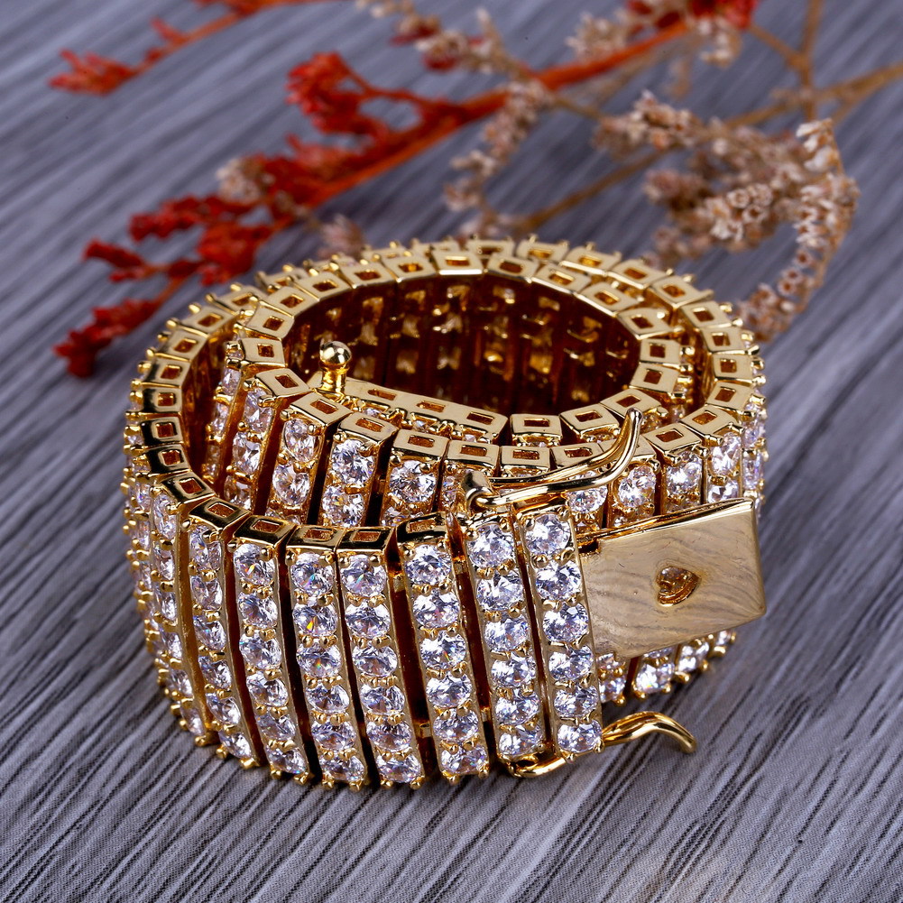 Wholesale- new hot superior quality Bracelet 6 rows of zircon gilded hip-hop men's Bracelet