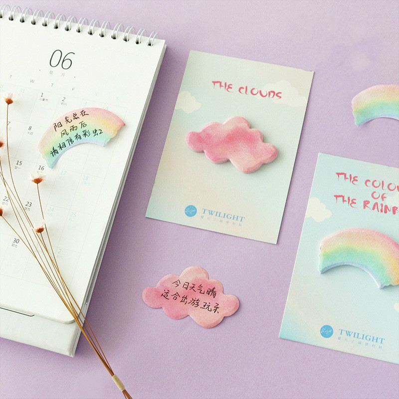 

Cute Dream Series Rainbow Clouds Sticky Notes Post Memo Pad School Stickers Planner Paper Markers Kawaii Korean Stationery