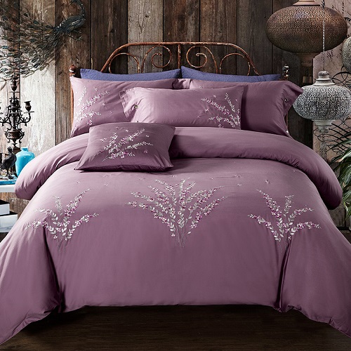100% Egypt Cotton Coffee Bule Embroidery Oriental Bedding set King Queen size Bed set Duvet cover Bedsheet Pillowcases