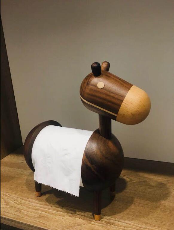 Little donkey tissue holder log roll paper holders Decorative Objects black walnut solid wood creative northern Europe living room bedroom table