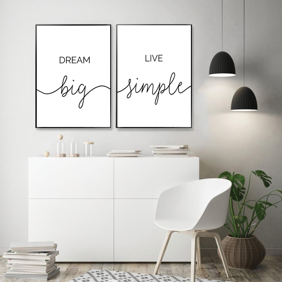 Paintings SURELIFE Dream Big Live Simple Life Quote Black And White Wall Art Prints Canvas Poster Pictures Bedroom Home Decor