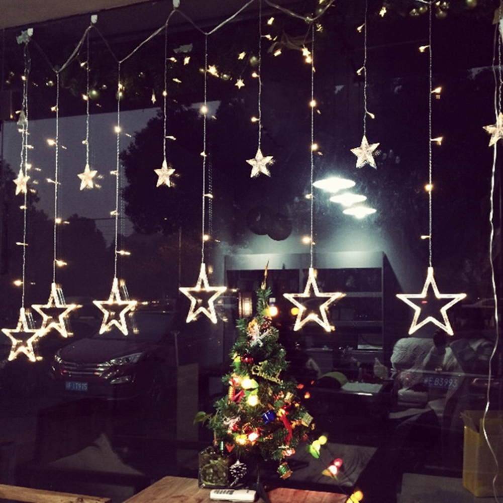 Decorations New LED String Lights Pentagram Star Curtain Light Fairy Wedding Birthday Christmas Lighting Indoor Decoration Lights 220V