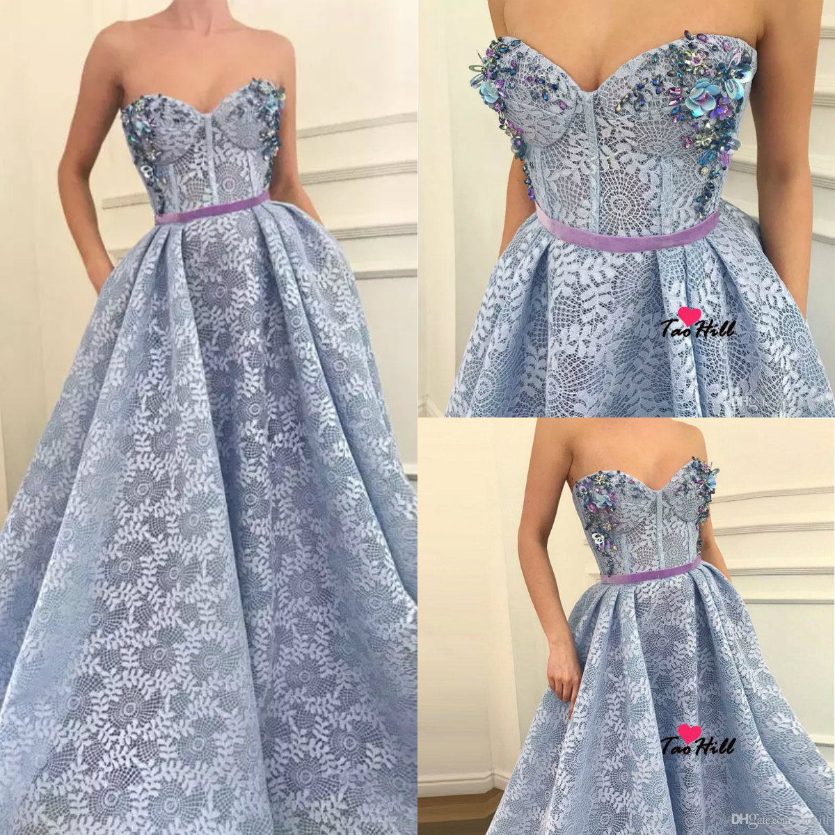 Zuhair Murad Evening Dresses Sweetheart Lace Appliques Crystal Beaded Belt Elegant Prom Dress Custom Made Plus Size Formal Party Gowns