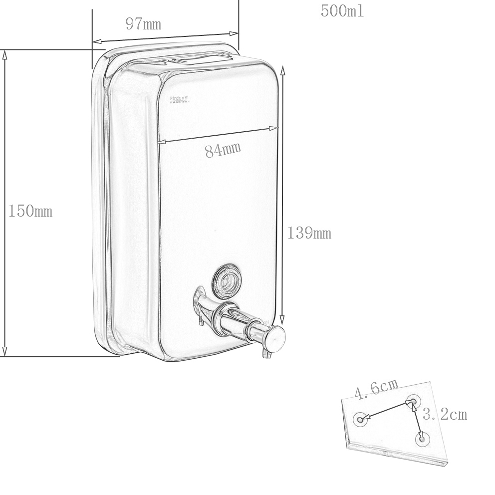 Bathroom Liquid Soap Dispenser Box Wall Mounted Stainless Steel 500ml Soap Dispenser Pump1646066